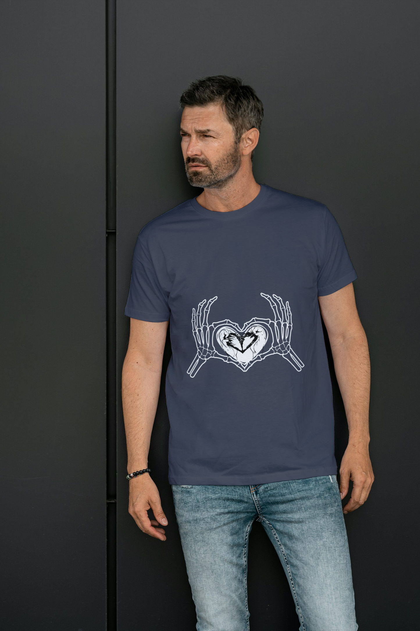 Bone & Heart Graphic Unisex T-Shirt – Regular Fit, 100% Cotton, Soft & Durable Short-Sleeve Tee