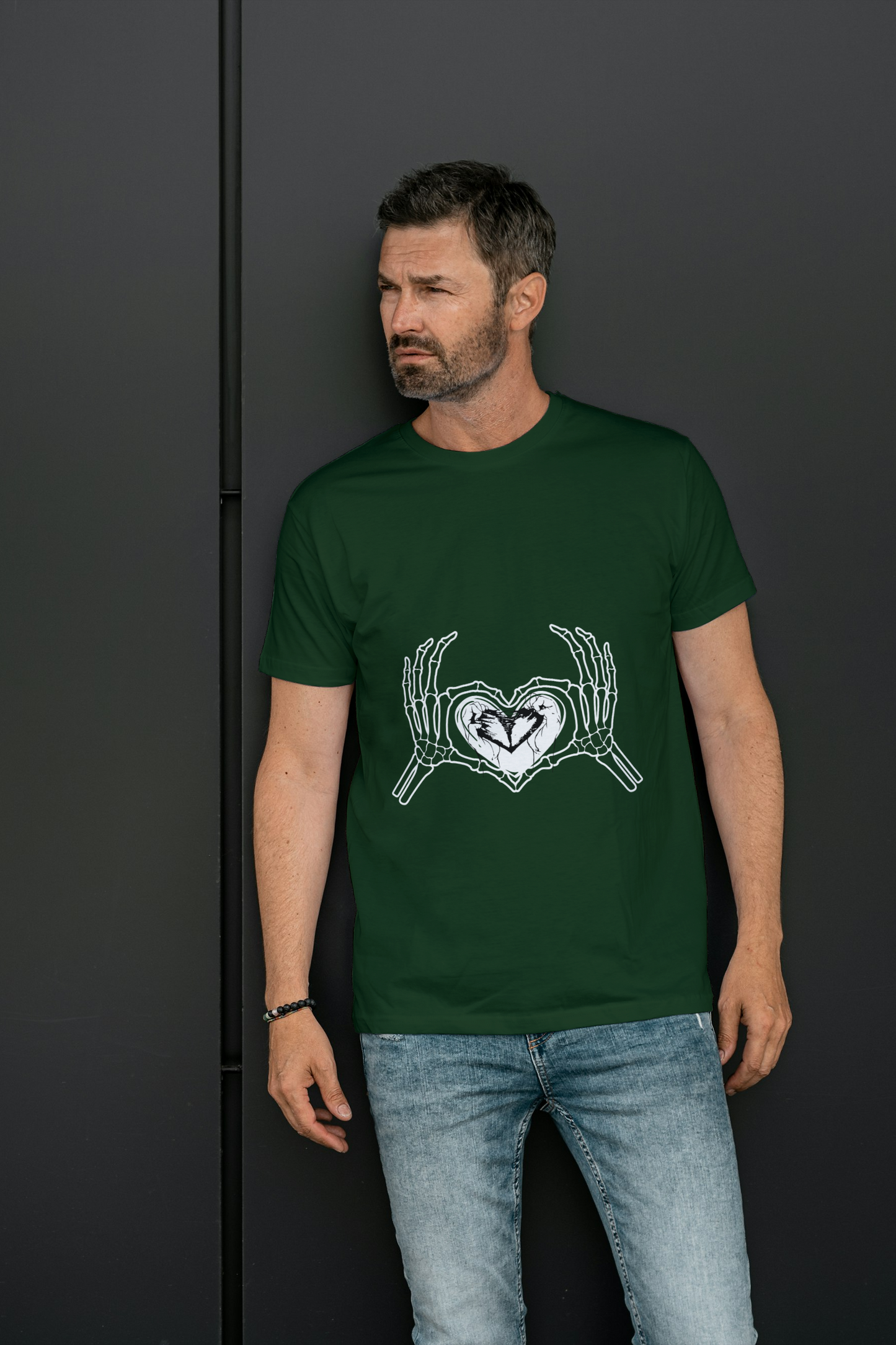 Bone & Heart Graphic Unisex T-Shirt – Regular Fit, 100% Cotton, Soft & Durable Short-Sleeve Tee