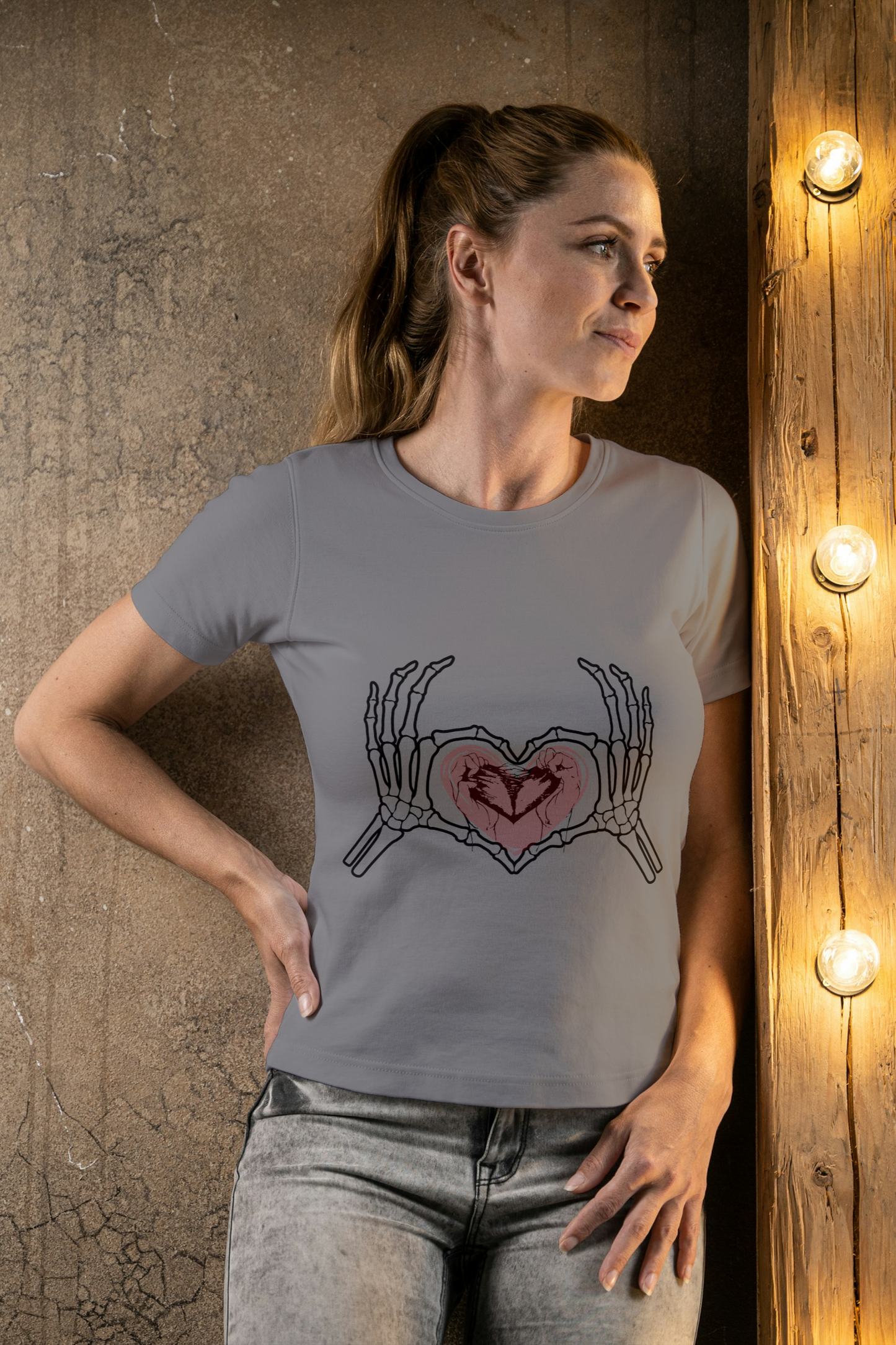 Bone & Heart Graphic Unisex T-Shirt – Regular Fit, 100% Cotton, Soft & Durable Short-Sleeve Tee