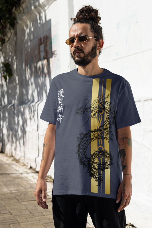 Chinese Dragon Men's T-Shirt – Regular Fit, 100% Cotton, Soft & Durable Short-Sleeve Tee