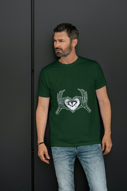 Bone & Heart Graphic Unisex T-Shirt – Regular Fit, 100% Cotton, Soft & Durable Short-Sleeve Tee