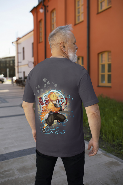 Zenitsu Graphic Men's T-Shirt – Oversized Fit, 100% Cotton, Soft & Durable Short-Sleeve Tee