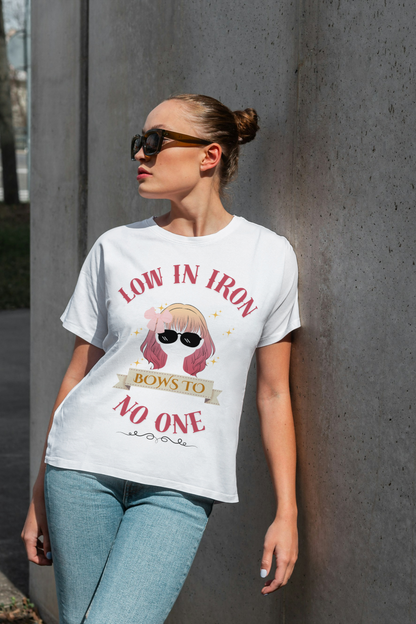 Low in Iron Graphic Women T-Shirt – Regular Fit, 100% Cotton, Soft & Durable Short-Sleeve Tee